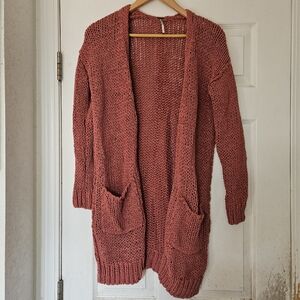 Free People Women's Coral Long Open Cardigan Size Small